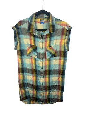 Kavu Dress Womens Medium Shirt Dress Short Sleeve Tunic Lightweight Summer